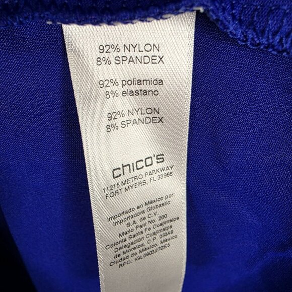 Womens Chico's Saphire Blue Tank Top Sleeveless Nylon Spandex Blend Size 3 - Picture 3 of 8